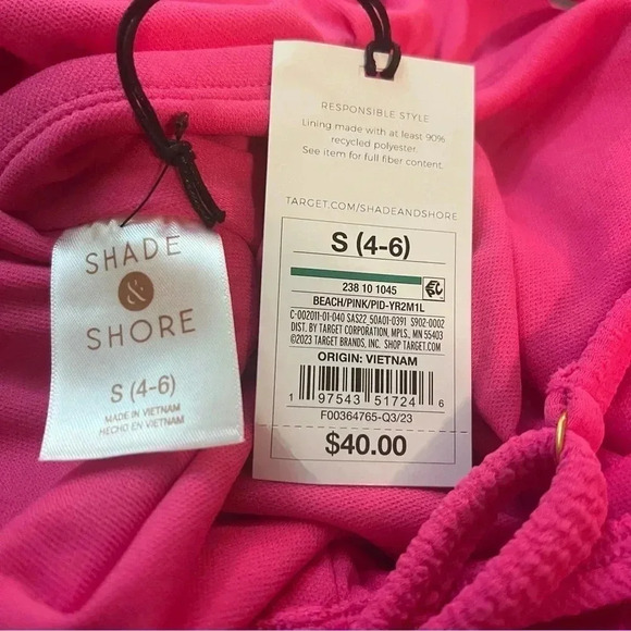 Women’s Small Pink One Piece Bathing Suit Shade & Shore High Leg Square Neck - Picture 6 of 7